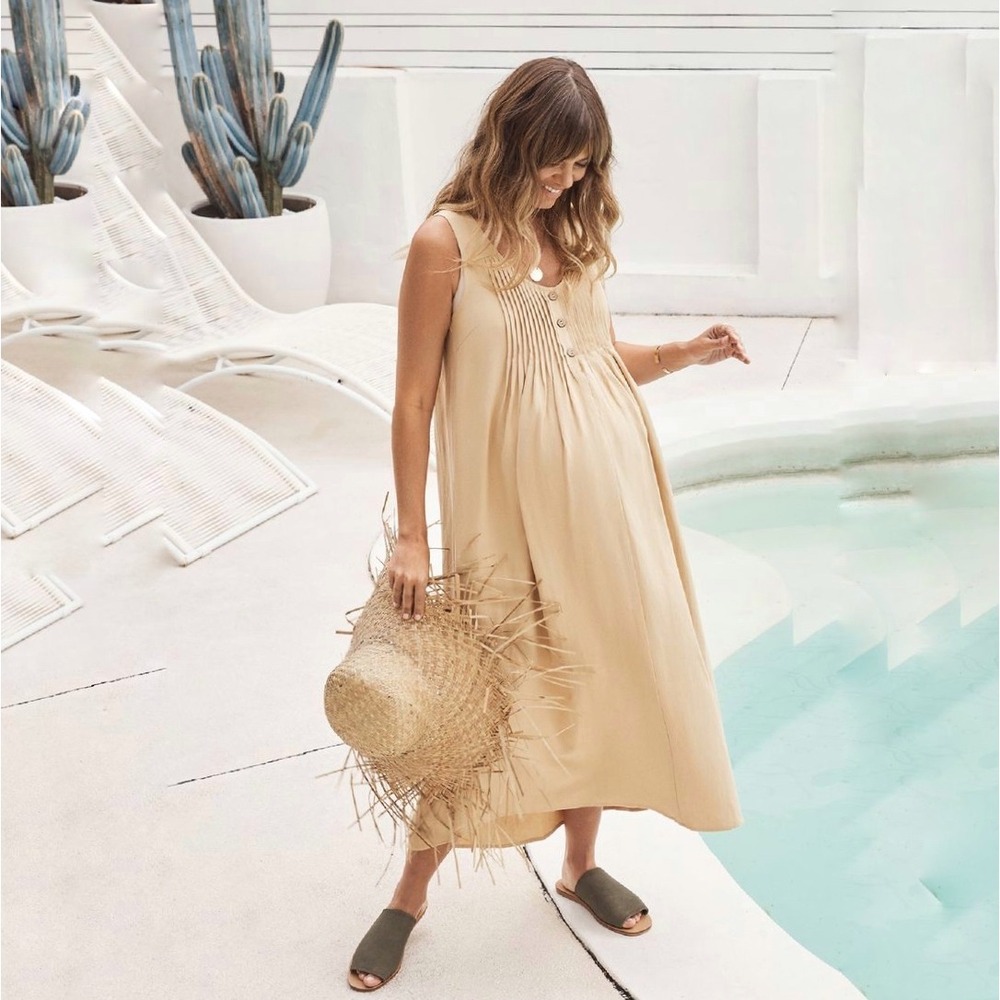 Legoe Heritage | Arabella Tan Maxi Maternity Dress Size 4 / XL